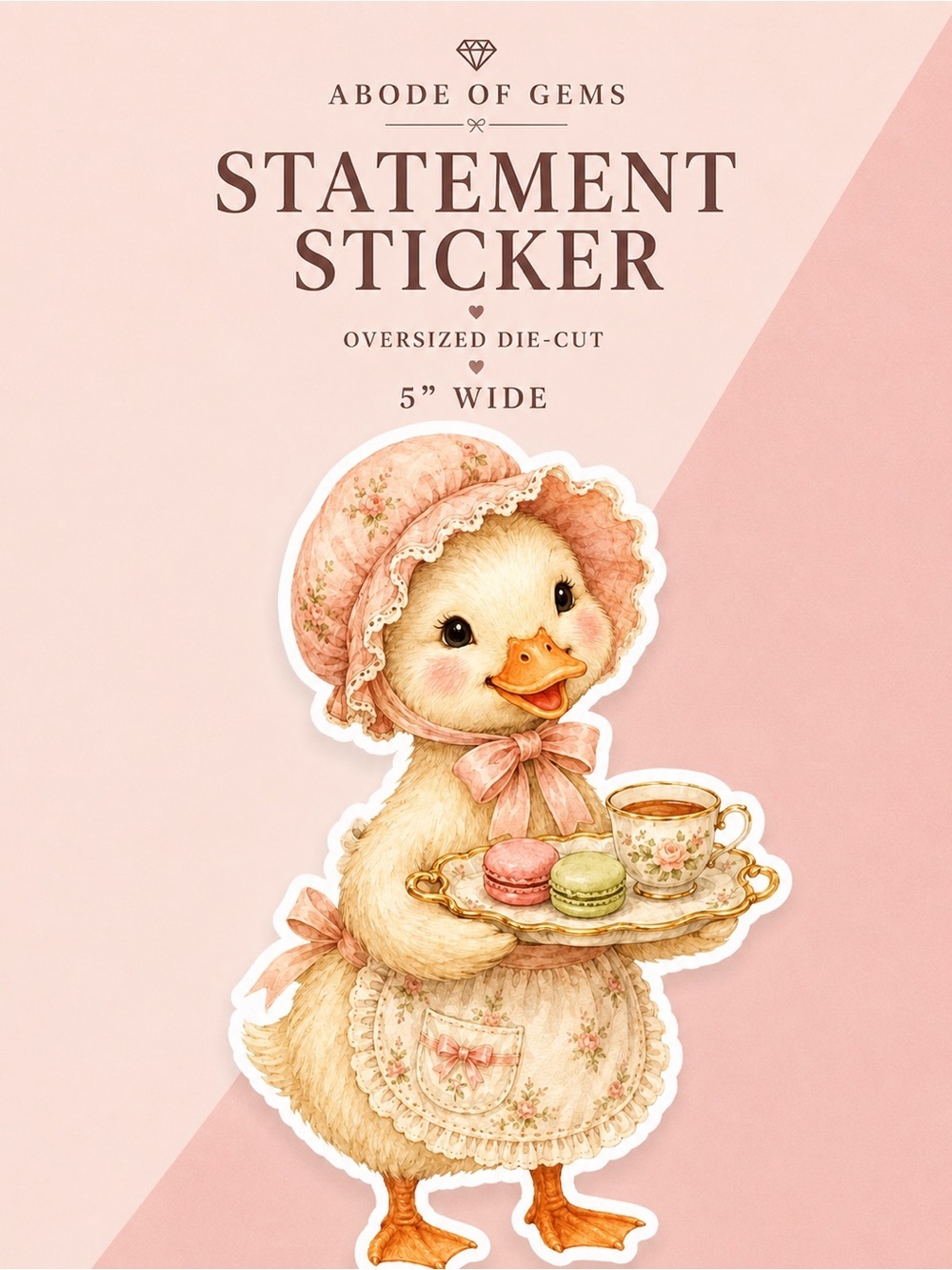 🆕 2/$18 💌 Vintage Cottage Goose Serving Tea Platter Oversized Sticker 5” Die Cut